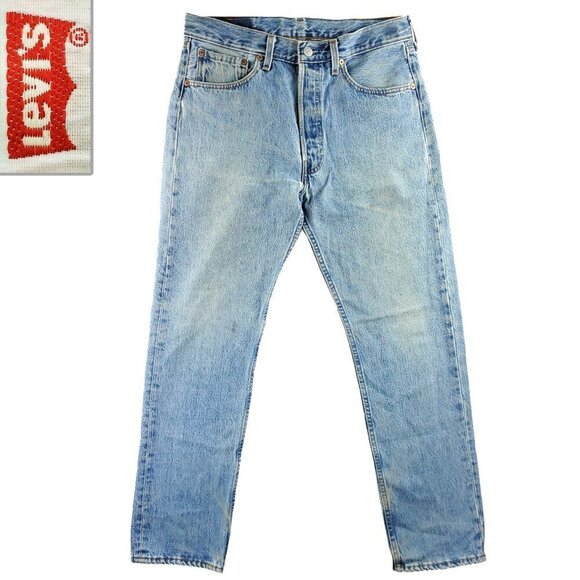 Levi's 501 Button Fly Jeans Vintage 90s USA Heavily Worn Grunge Denim 32x32 - Picture 1 of 12